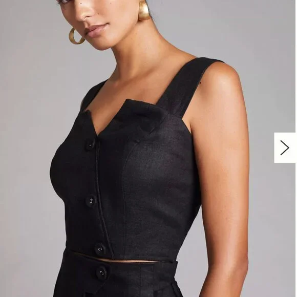 Anthropologie Linen Black High-Waist Tailored Shorts - Picture 8 of 8